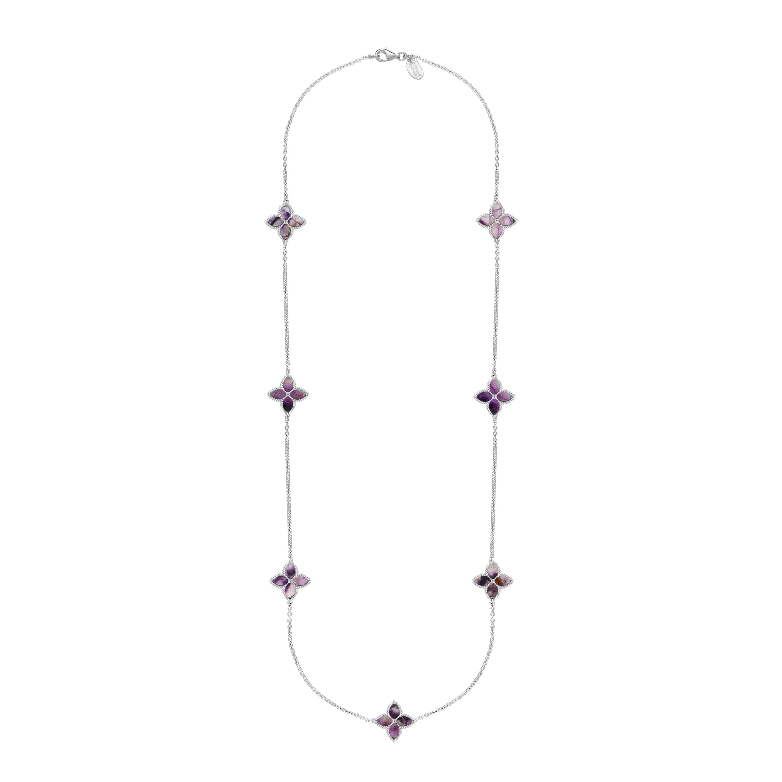 9ct White Gold Blue John eden Long Marquise Flower Necklace