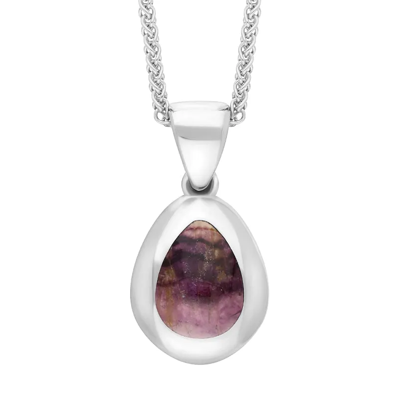 9ct White Gold Blue John Fleur De Lis Pear Shape Necklace
