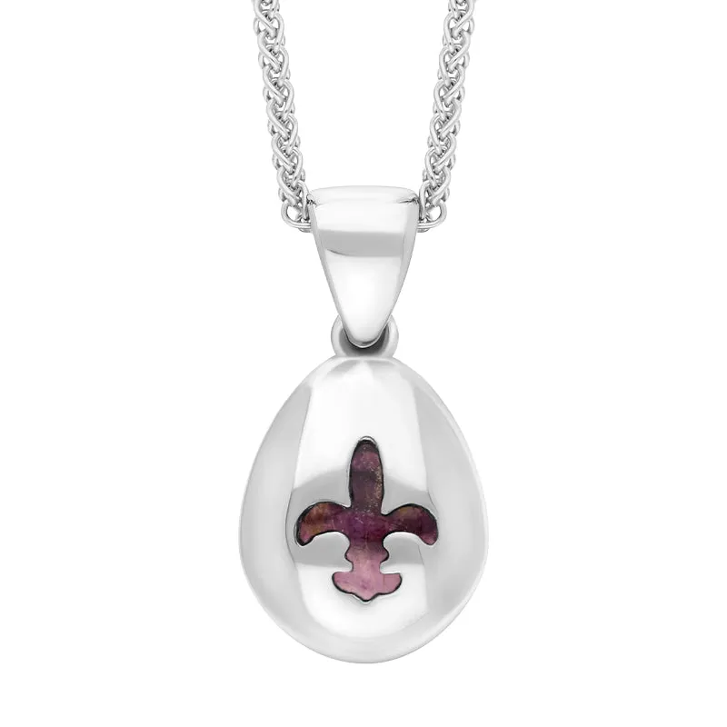 9ct White Gold Blue John Fleur De Lis Pear Shape Necklace