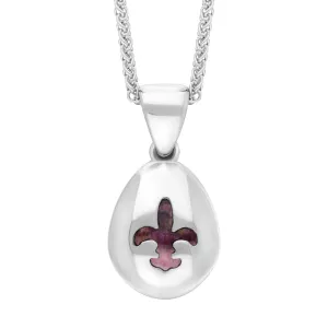 9ct White Gold Blue John Fleur De Lis Pear Shape Necklace