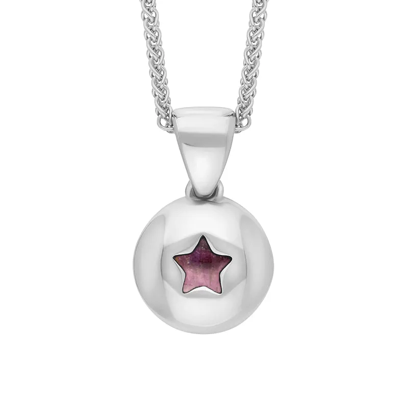 9ct White Gold Blue John Star Disc Necklace