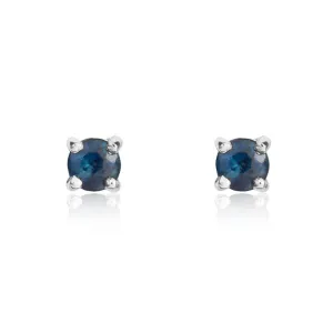 9ct White Gold Sapphire 3mm Round Claw Set Stud Earrings