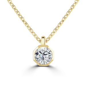 9ct Yellow Gold 0.30ct Diamond Solitaire Octagonal Necklace