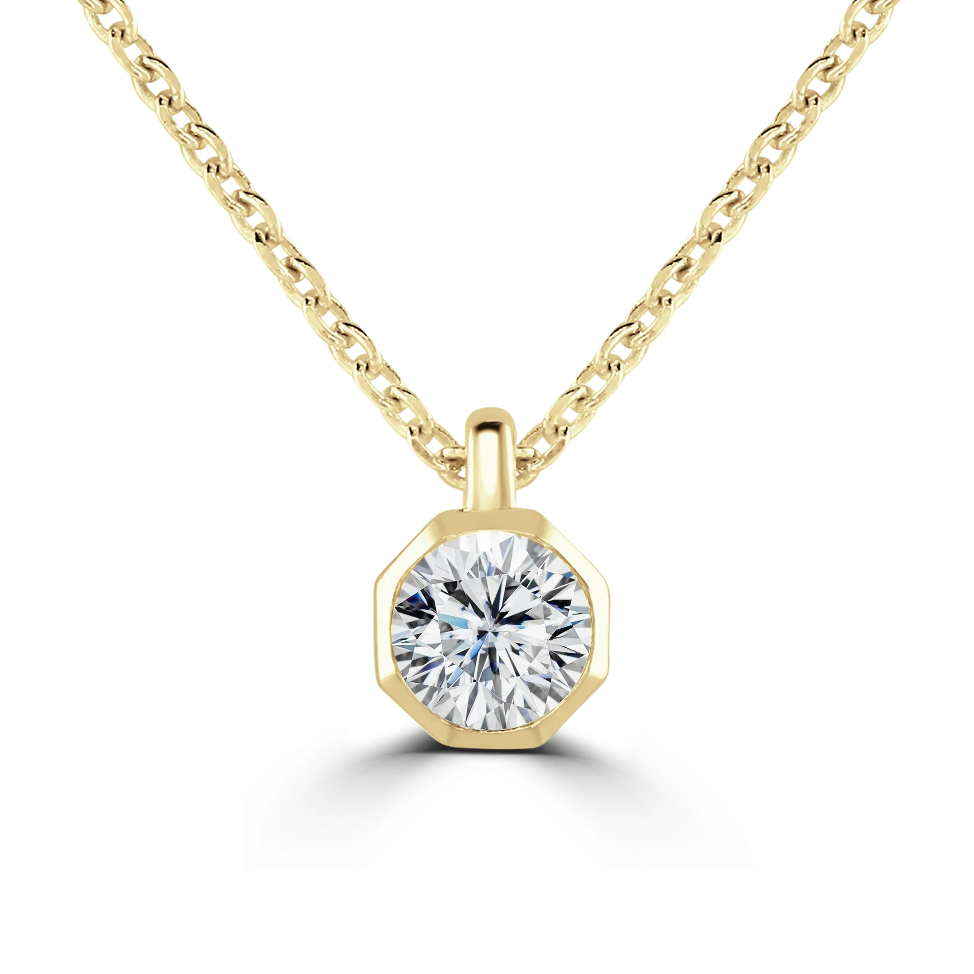 9ct Yellow Gold 0.30ct Diamond Solitaire Octagonal Necklace