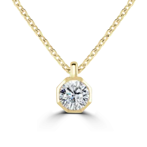 9ct Yellow Gold 0.30ct Diamond Solitaire Octagonal Necklace