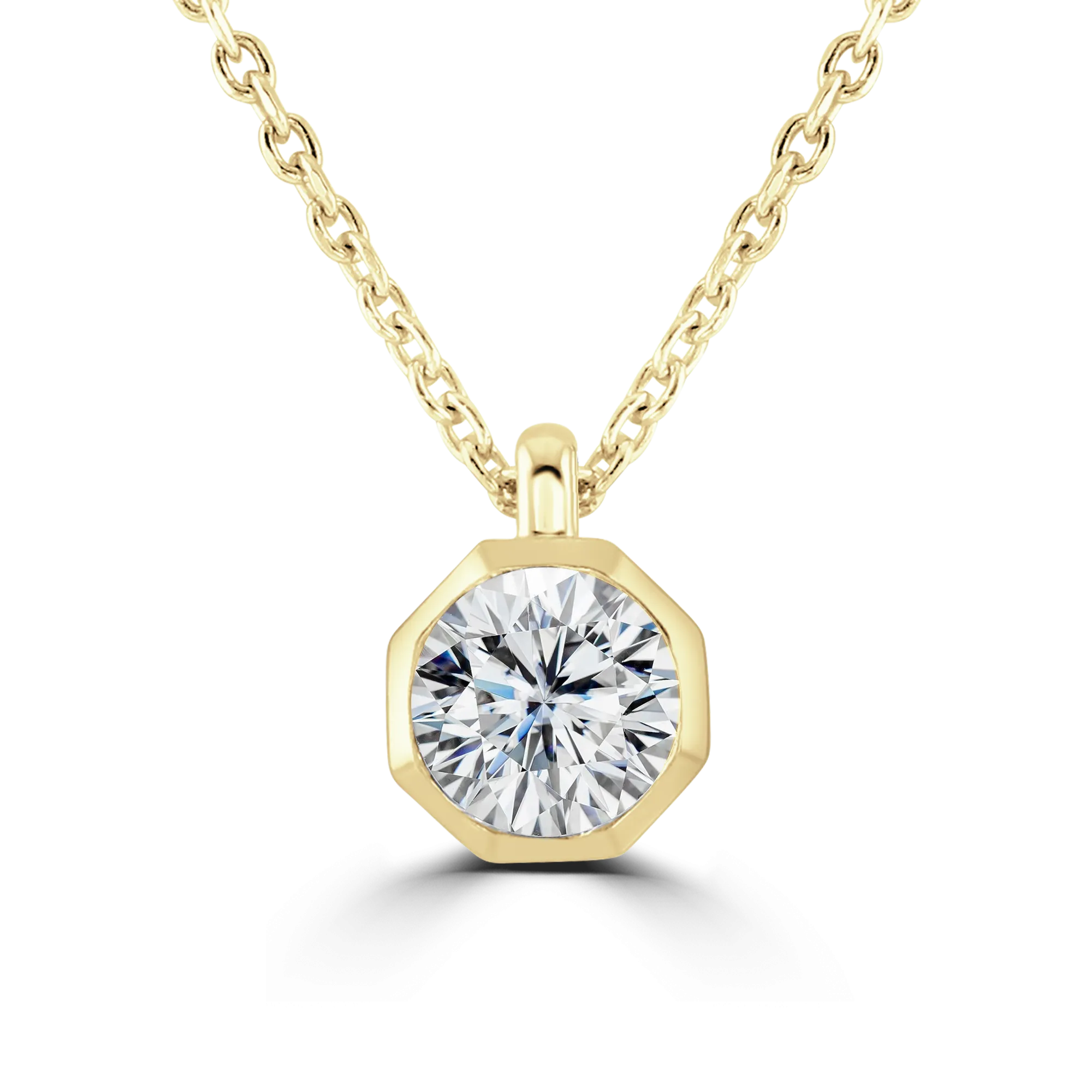 9ct Yellow Gold 0.50ct Diamond Solitaire Octagonal Necklace