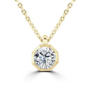 9ct Yellow Gold 0.50ct Diamond Solitaire Octagonal Necklace