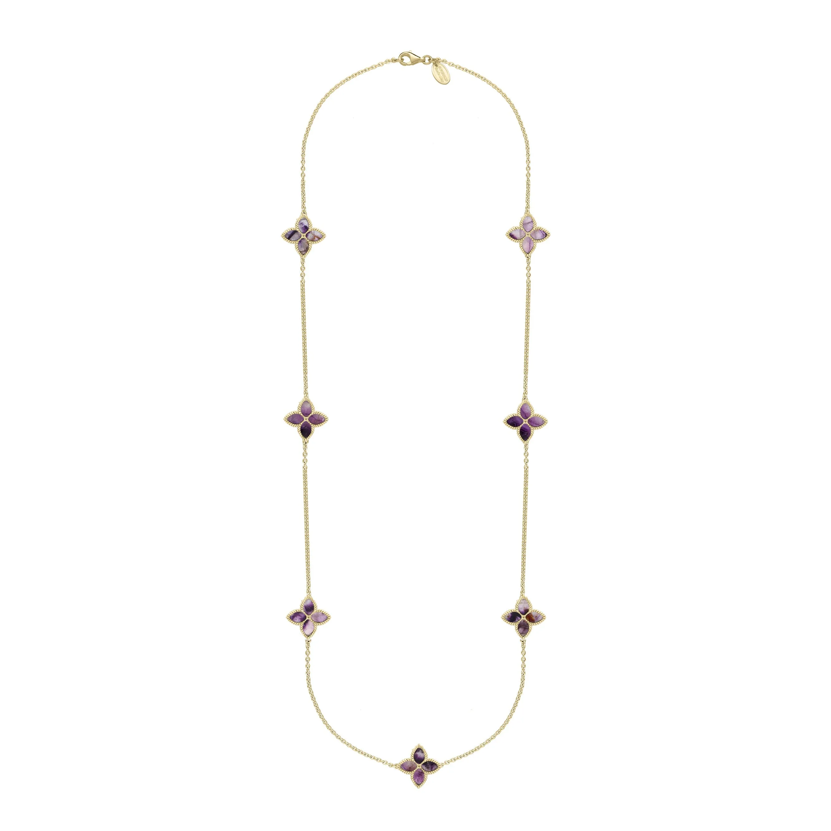 9ct Yellow Gold Blue John eden Long Marquise Flower Necklace