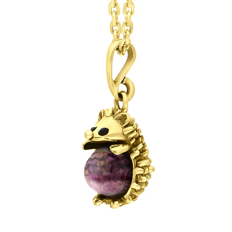 9ct Yellow Gold Blue John Small Hedgehog Necklace