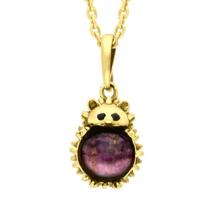 9ct Yellow Gold Blue John Small Hedgehog Necklace