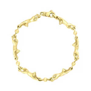 9ct Yellow Gold Cat Handmade Bracelet
