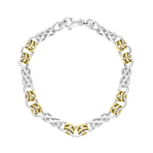 9ct Yellow Gold Sterling Silver Celtic Twist Handmade Bracelet