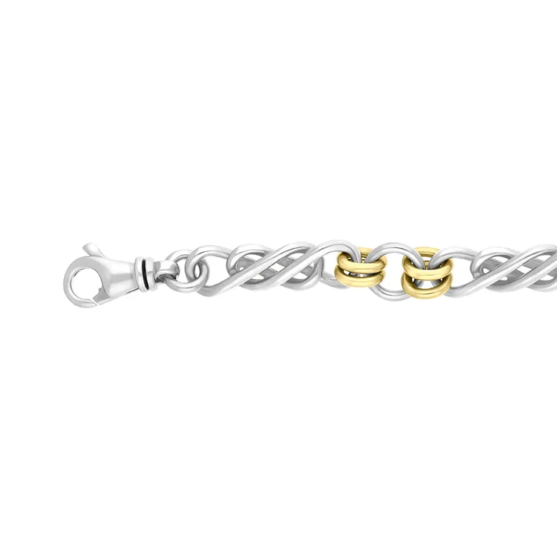 9ct Yellow Gold Sterling Silver Celtic Twist Handmade Bracelet
