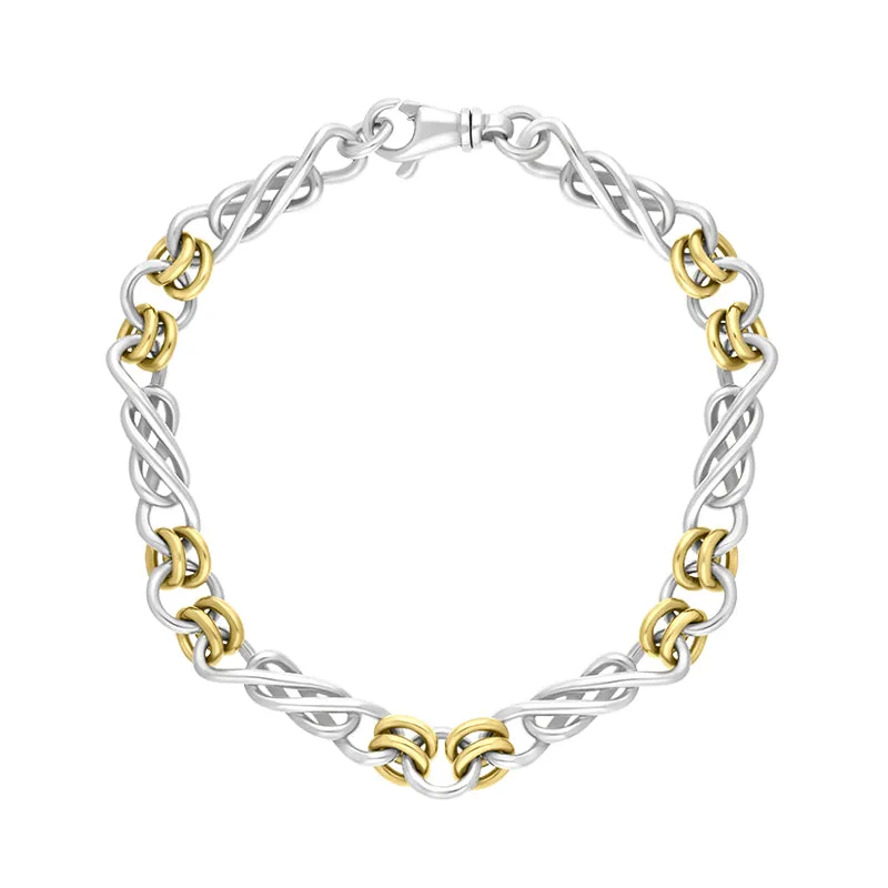 9ct Yellow Gold Sterling Silver Celtic Twist Handmade Bracelet