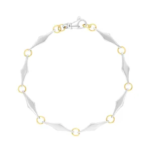 9ct Yellow Gold Sterling Silver Rhombus Handmade Bracelet