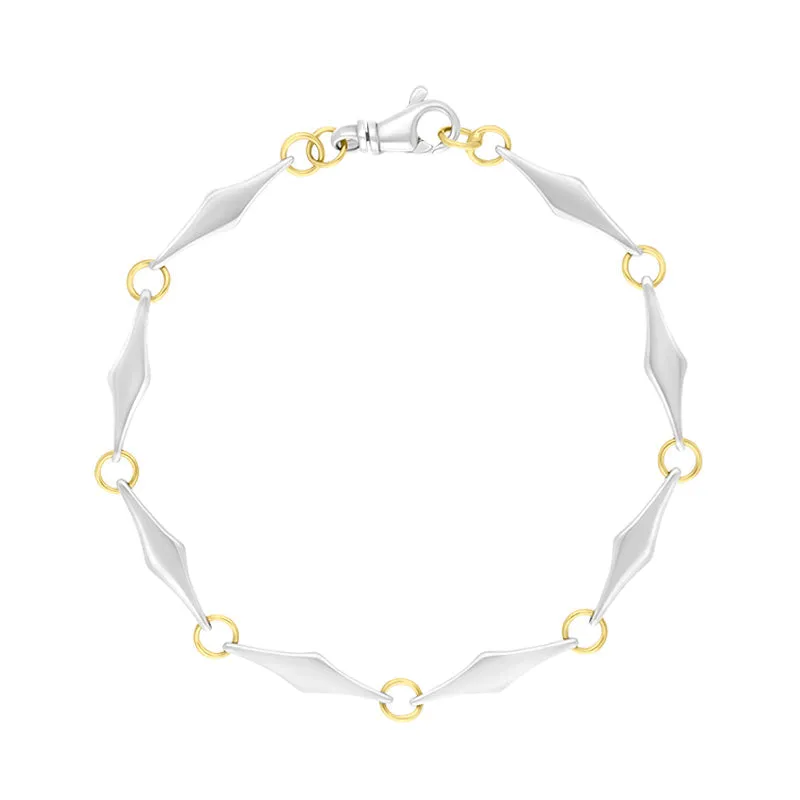 9ct Yellow Gold Sterling Silver Rhombus Handmade Bracelet