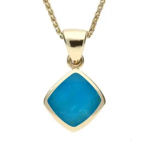 9ct Yellow Gold Turquoise Dinky Cushion Necklace
