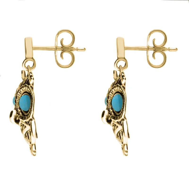 9ct Yellow Gold Turquoise Owl Stud Earrings