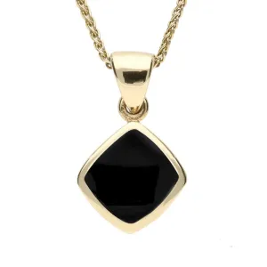 9ct Yellow Gold Whitby Jet Dinky Cushion Necklace