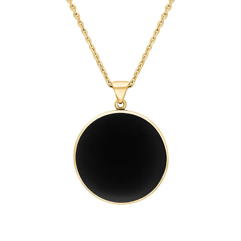 9ct Yellow Gold Whitby Jet Round Sheep Pendant