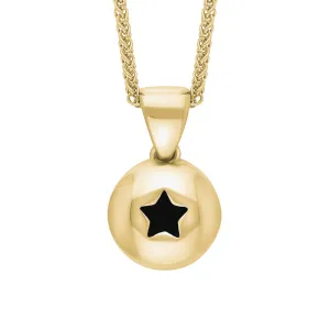 9ct Yellow Gold Whitby Jet Star Disc Necklace