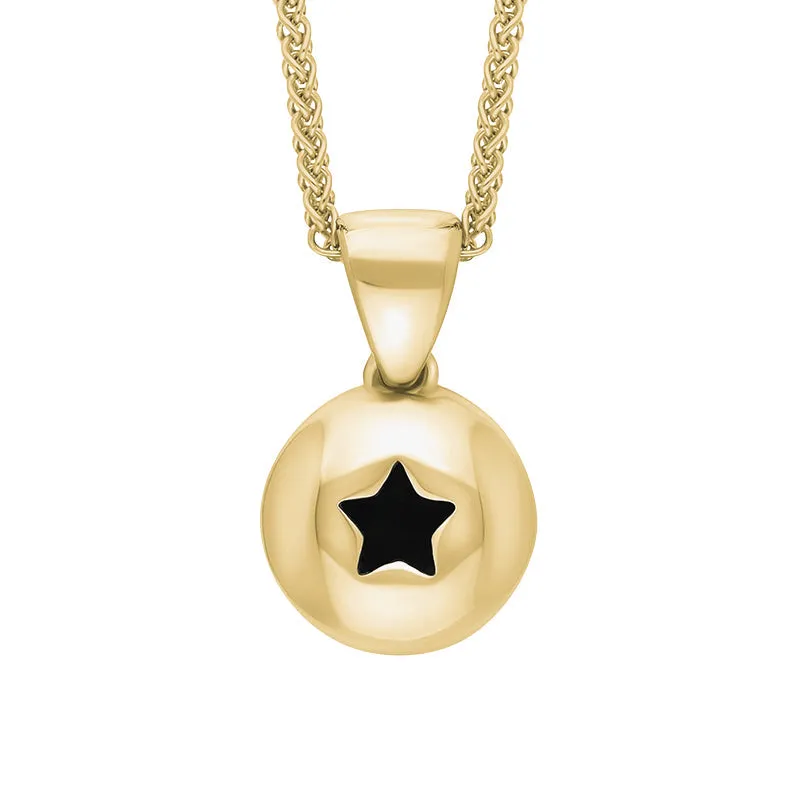 9ct Yellow Gold Whitby Jet Star Disc Necklace