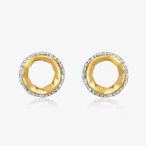 A. Sun Halo Aura 18K Gold Studs w. Lab-Grown Diamond Pavé
