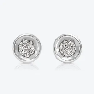 A. Sun Halo Core 18K White Gold Studs w. Lab-Grown Diamond Pavé