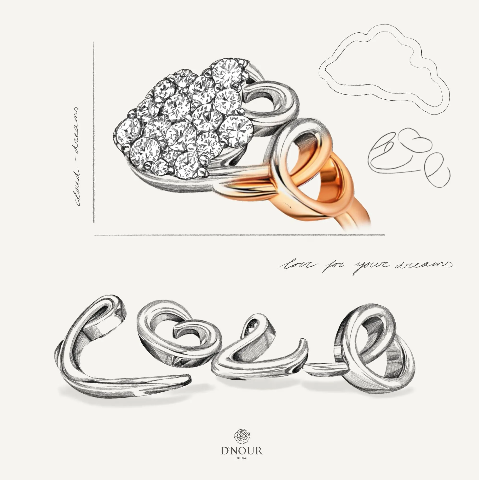 Allusia Love Minimal 18K Rosegold Bracelet w. Diamond