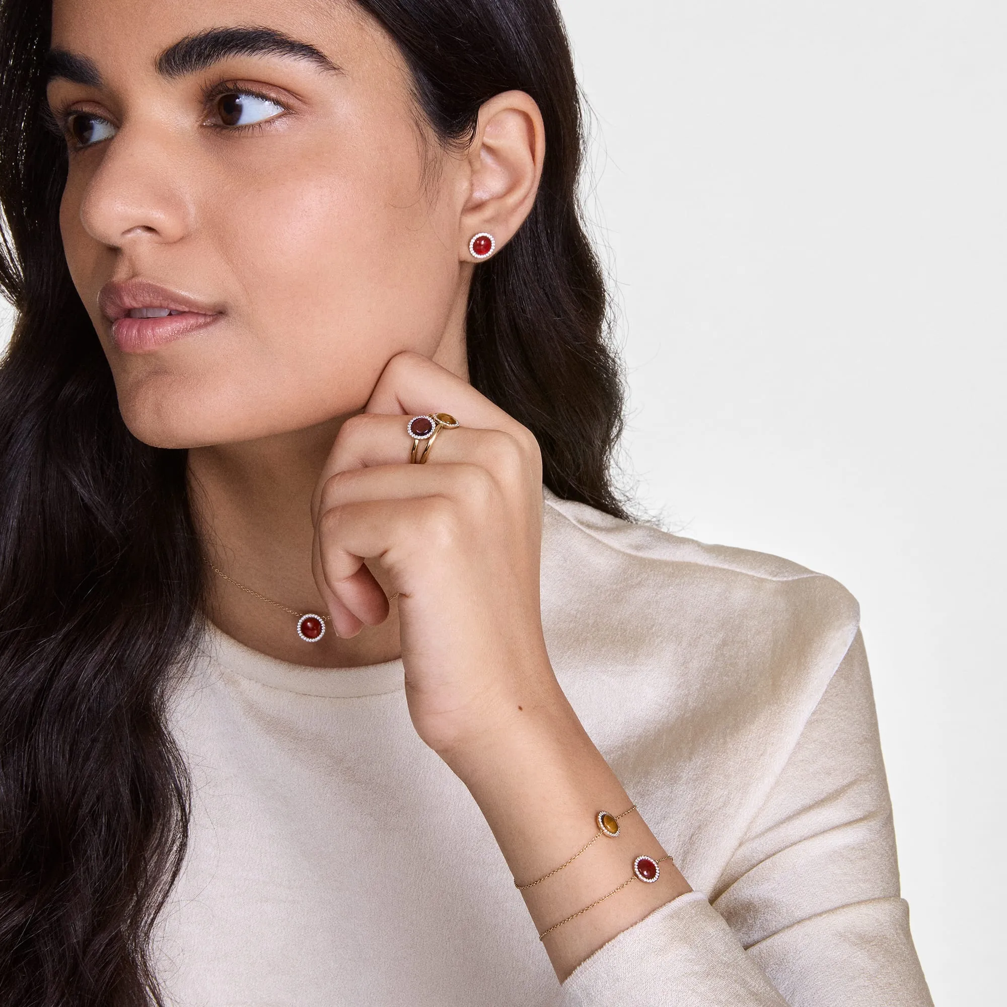 Audrey Bracelet  Red Agathe Silver Daniel Wellington