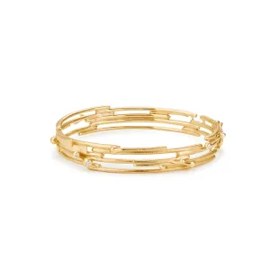 BoHo 18K Gold Bangle w. Diamonds