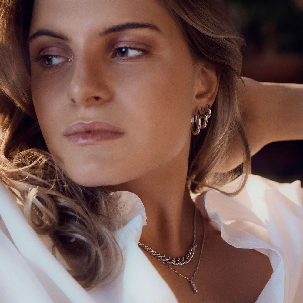 Carrara Pianura Medio Silver Hoops