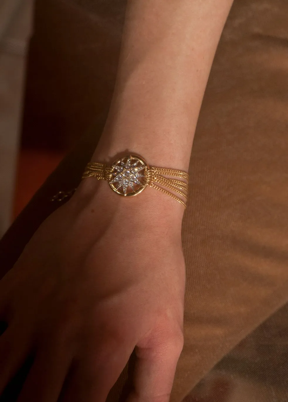 Celestial Star Vermeil Chain Gold Plated Bracelet w. Zirconia