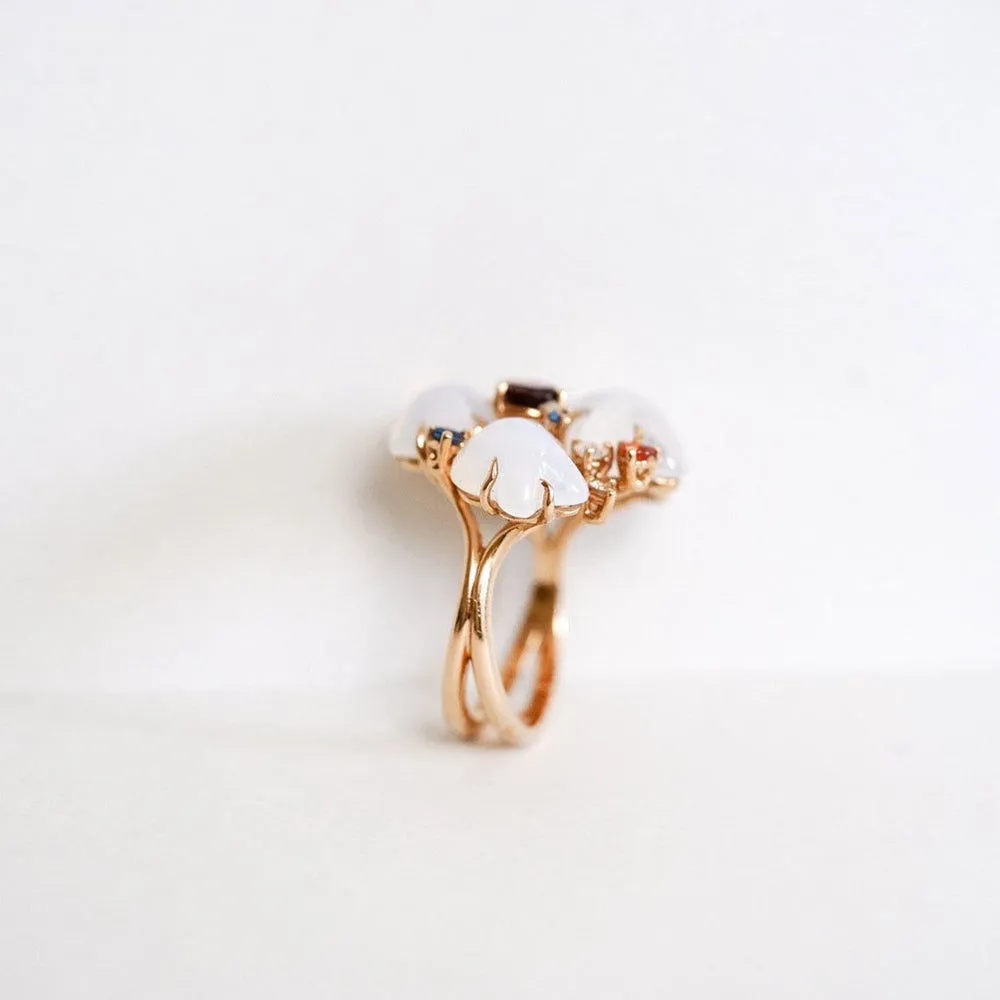 Cloud Collection 18K Rosegold Ring w. Diamonds, Quartz, Sapphires & Garnet