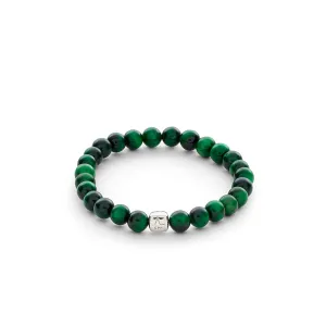 ColorUp (6mm) Silver Bracelet w. Green Tiger's Eye