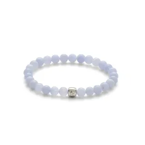 ColorUp Blue Lace (6mm) Silver Bracelet w. Agate