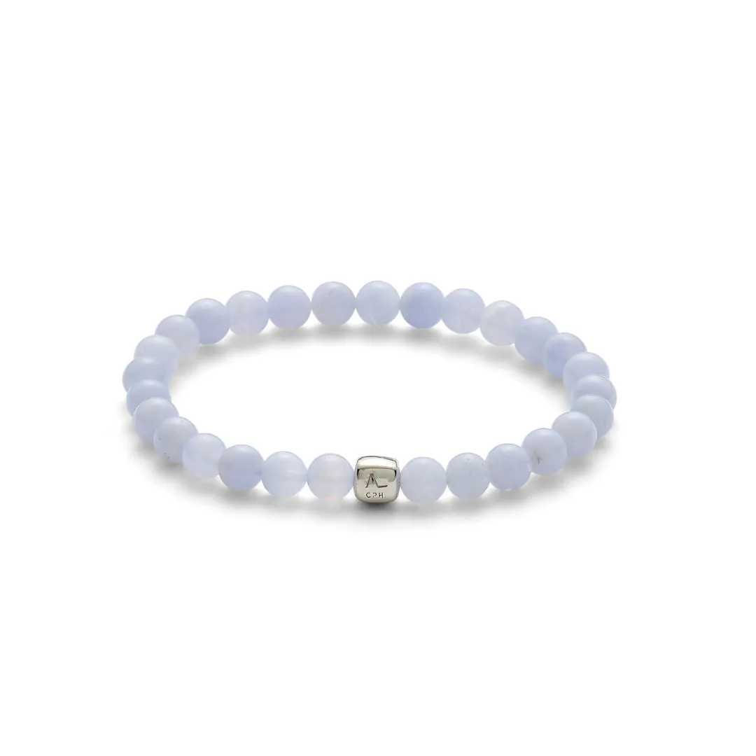 ColorUp Blue Lace (6mm) Silver Bracelet w. Agate