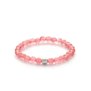 ColorUp Cherry Quartz (6mm) Silver Bracelet w. Quartz