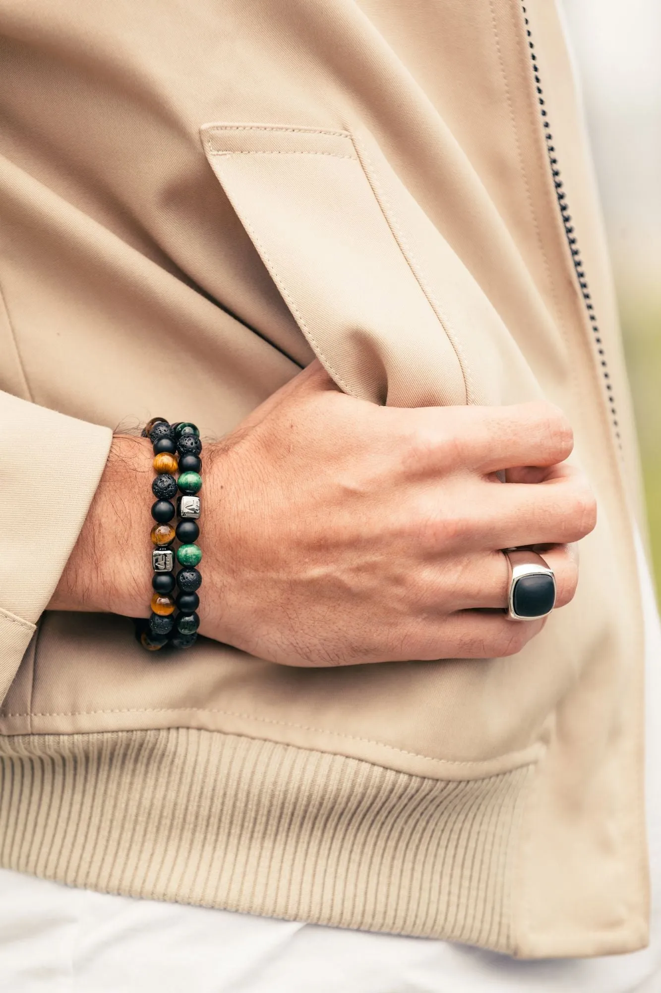 ColorUp Tuscany (6mm) Silver Bracelet w. Tiger's Eye & Onyx
