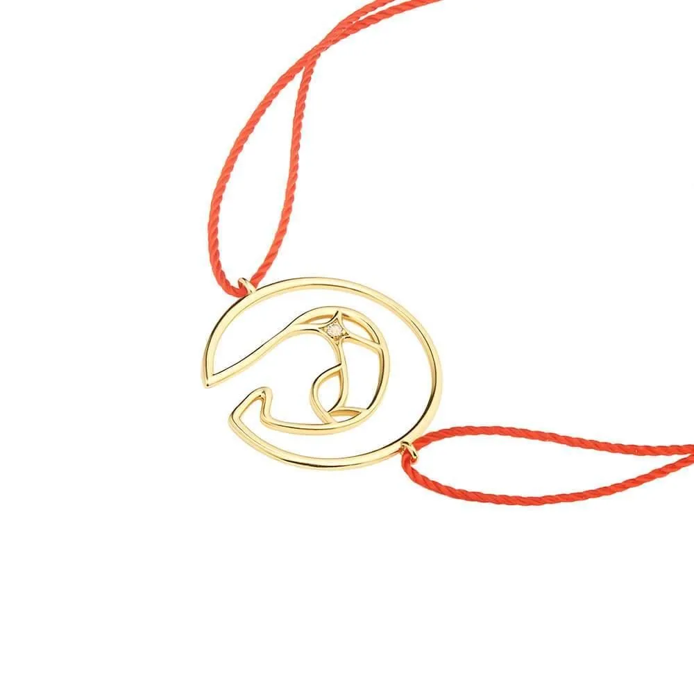 Cosmo Space Friend Cord 18K Gold Plated Bracelet w. Zirconia
