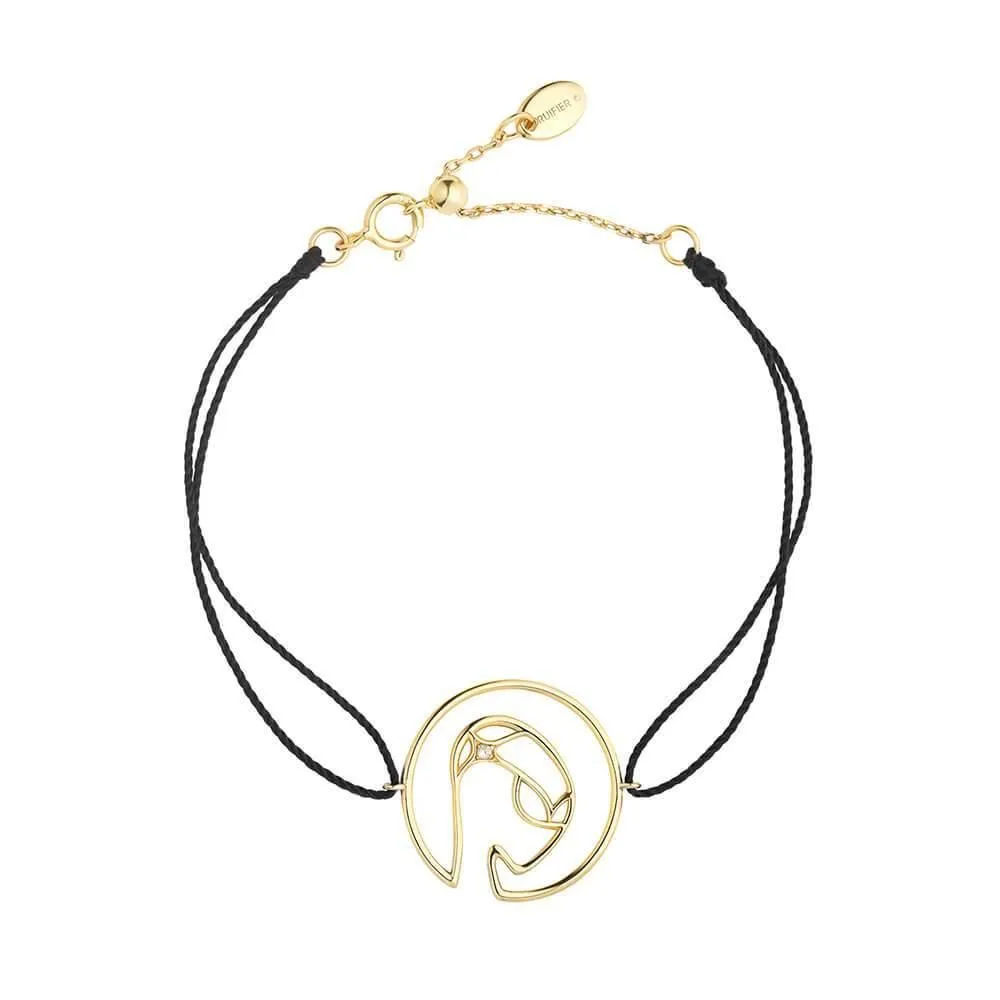 Cosmo Space Friend Cord 18K Gold Plated Bracelet w. Zirconia