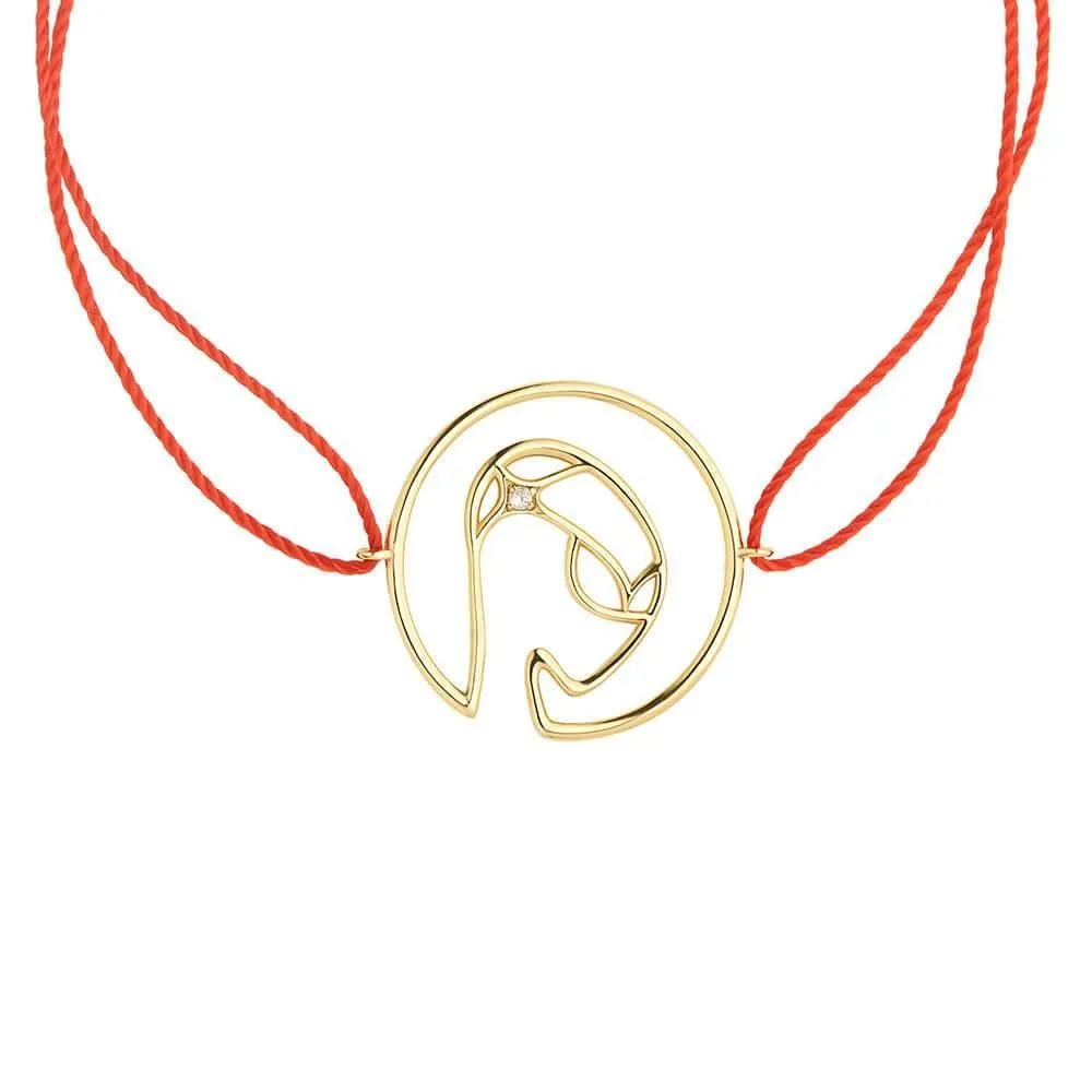 Cosmo Space Friend Cord 18K Gold Plated Bracelet w. Zirconia