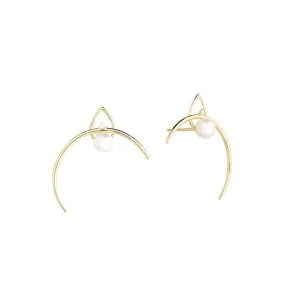 Cosmo Venus 18K Gold Earrings w. Pearl & Diamond