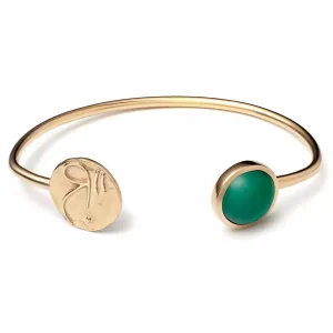 Cosmos Circle | Key Of Vibration Silver Bangle w. Green Agate