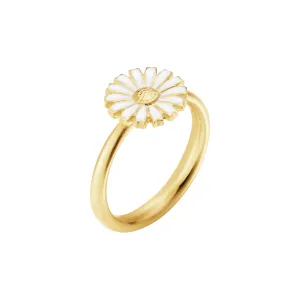 Daisy 11 mm Gold Plated Ring w. White Enamel