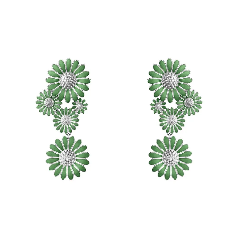 Daisy x Stine Goya Hanging Green Silver Earrings