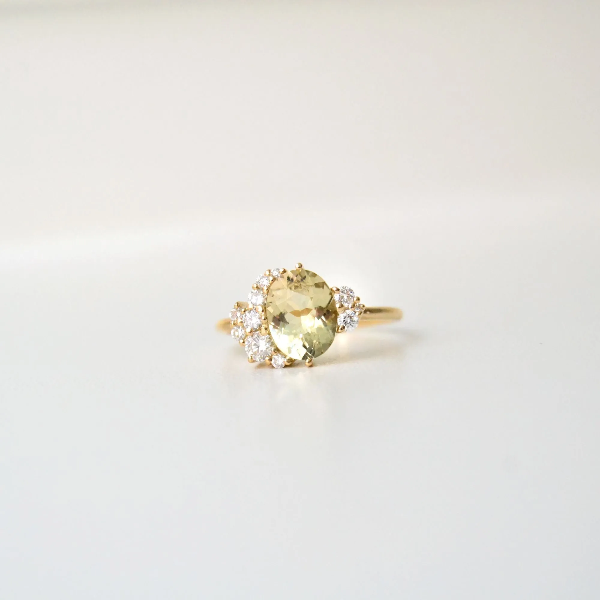 Dehi 18K Gold Ring w. Tourmaline & Diamonds