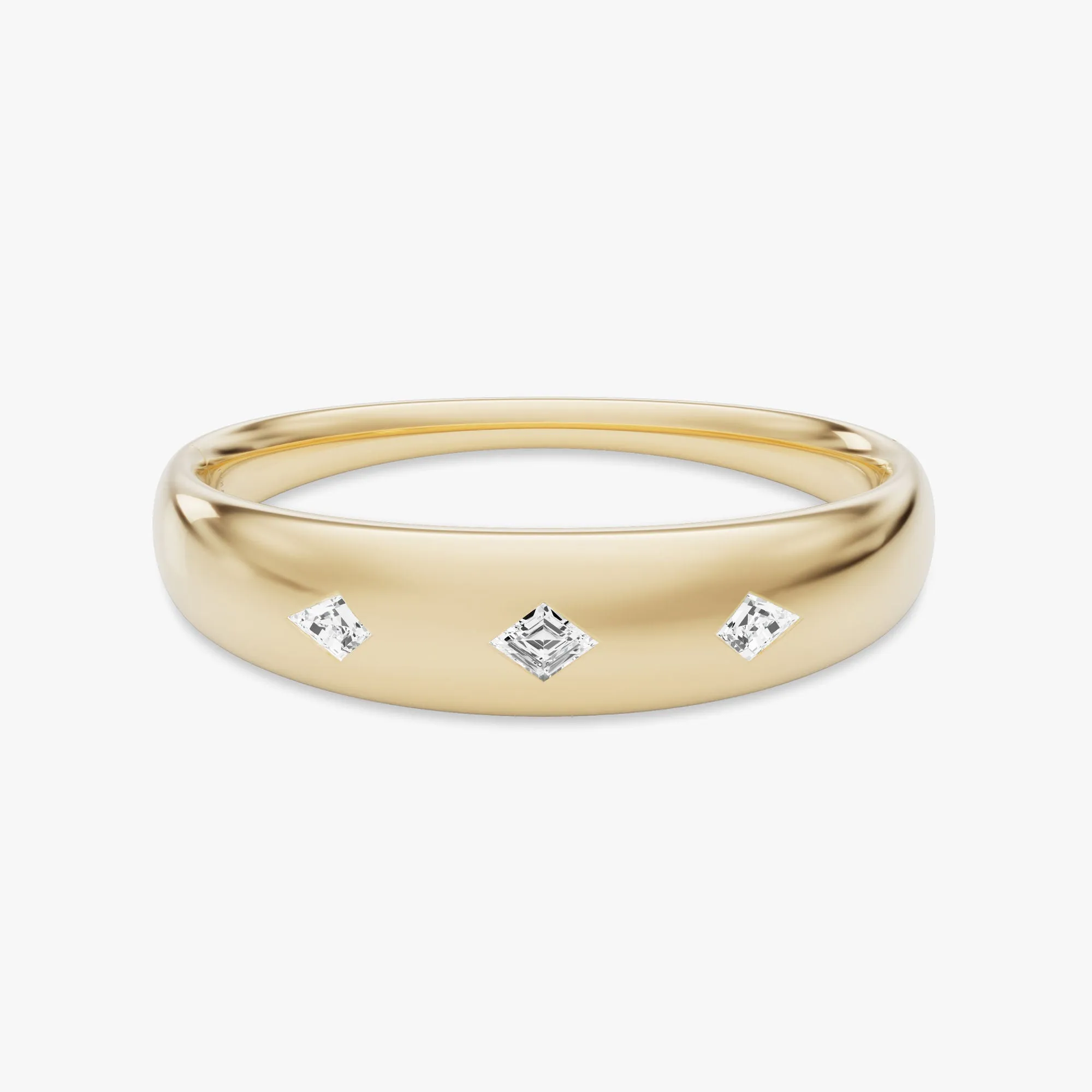 Dome Cuff 14K Gold Bracelet w. 2.25ct Lozenge   Kite Lab-Grown Diamonds