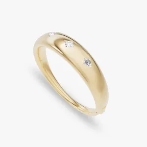 Dome Cuff 14K Gold Bracelet w. 2.25ct Lozenge   Kite Lab-Grown Diamonds