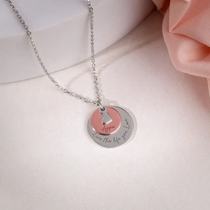 Dual Tone Rose Gold Personalised Layered Coins Name Necklace Giva